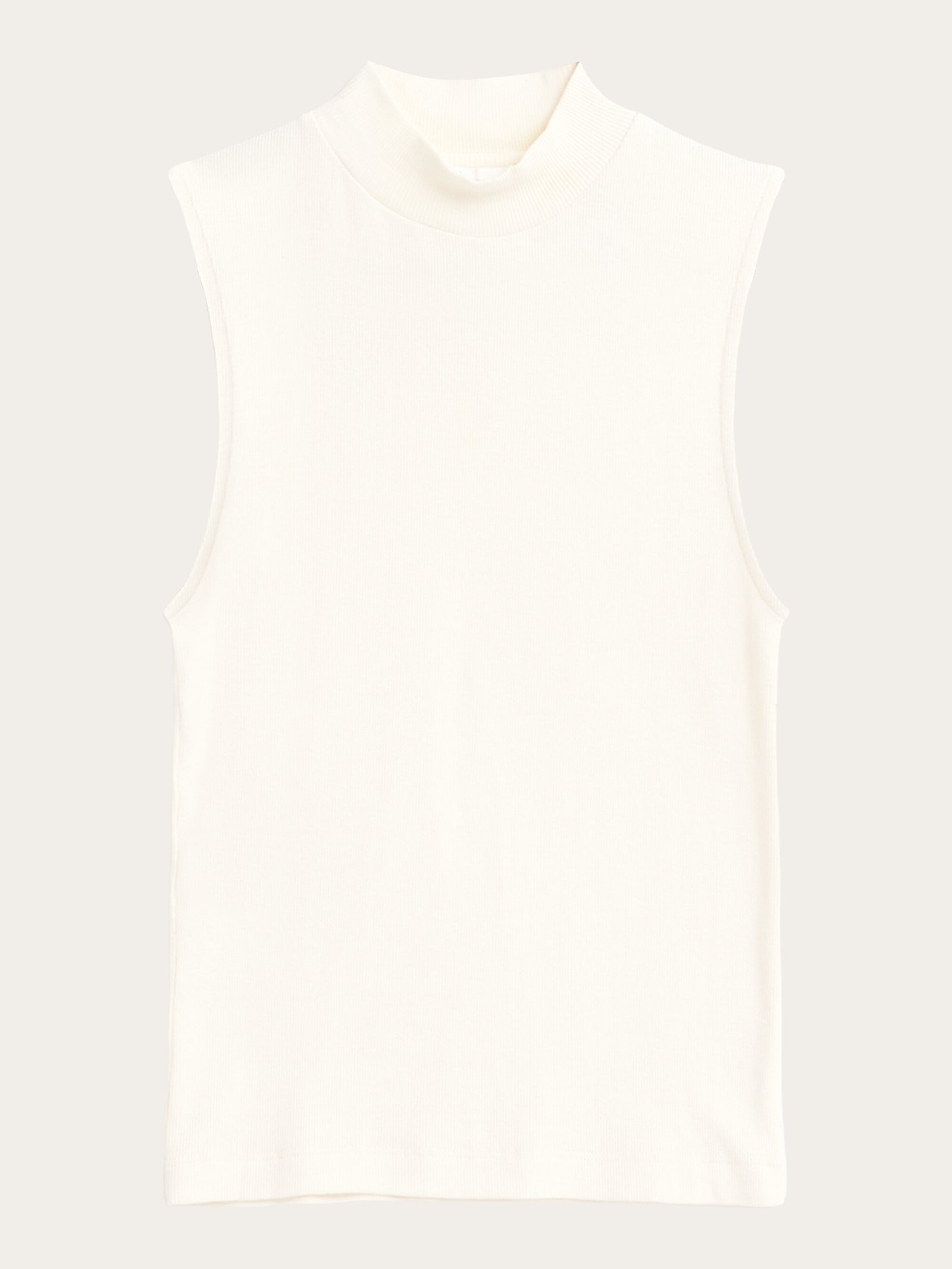 High neck rib top - Star White