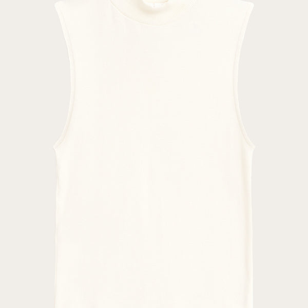 High neck rib top - Star White