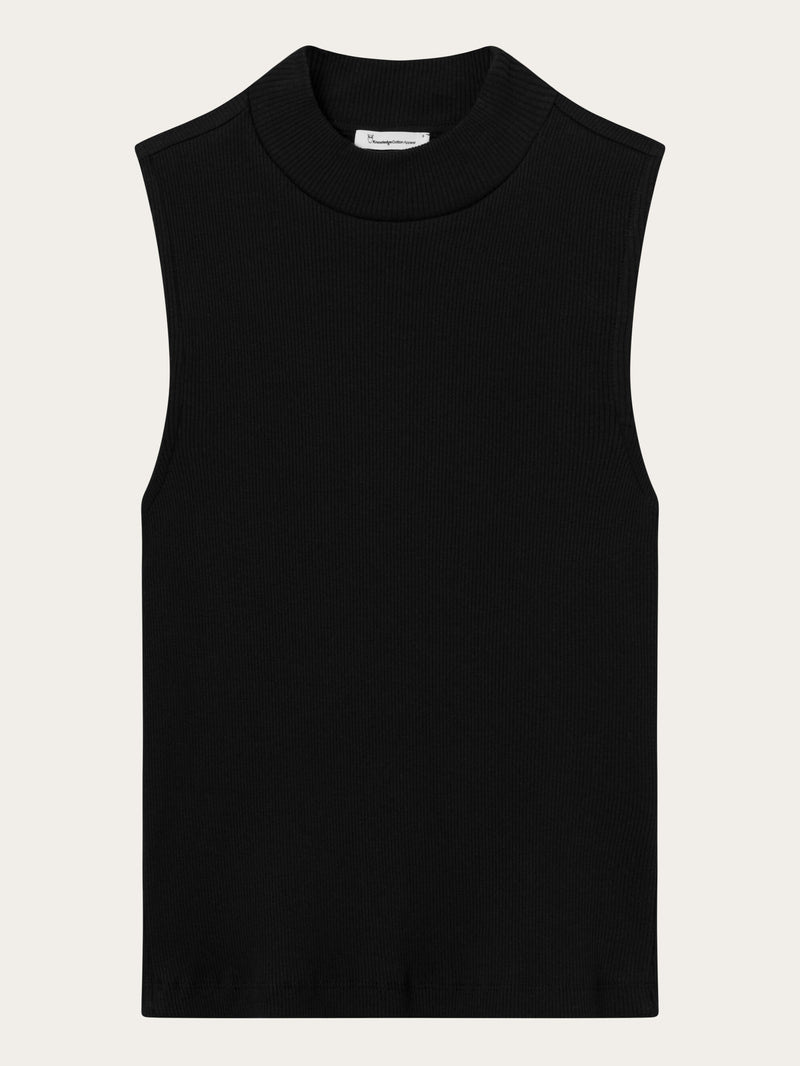High neck rib top - Black Jet