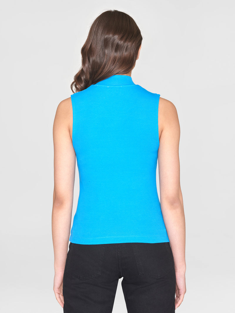 Buy High neck rib top - Malibu Blue - from KnowledgeCotton Apparel®