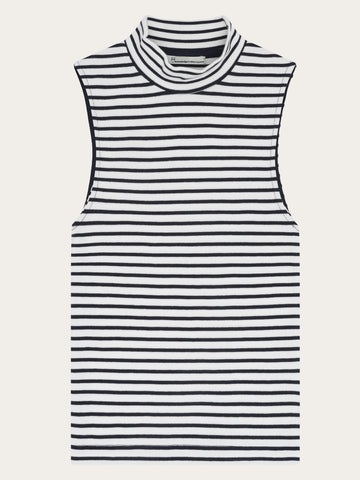 KnowledgeCotton Apparel - WMN High neck rib top T-shirts 8036 Navy