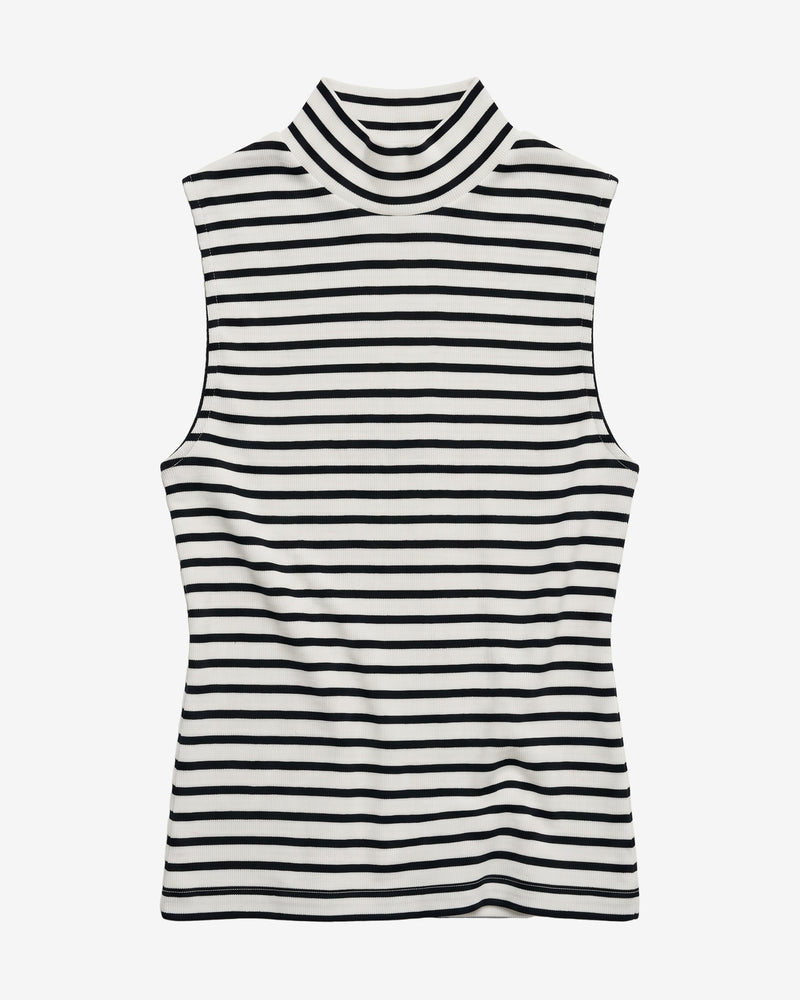 High neck rib top - Navy