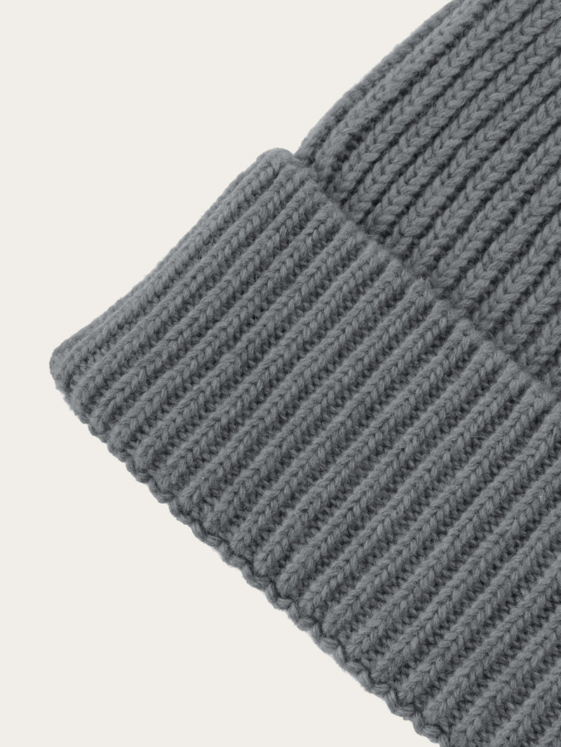 KnowledgeCotton Apparel - UNI High wool beanie Hats 1073 Dark Grey Melange