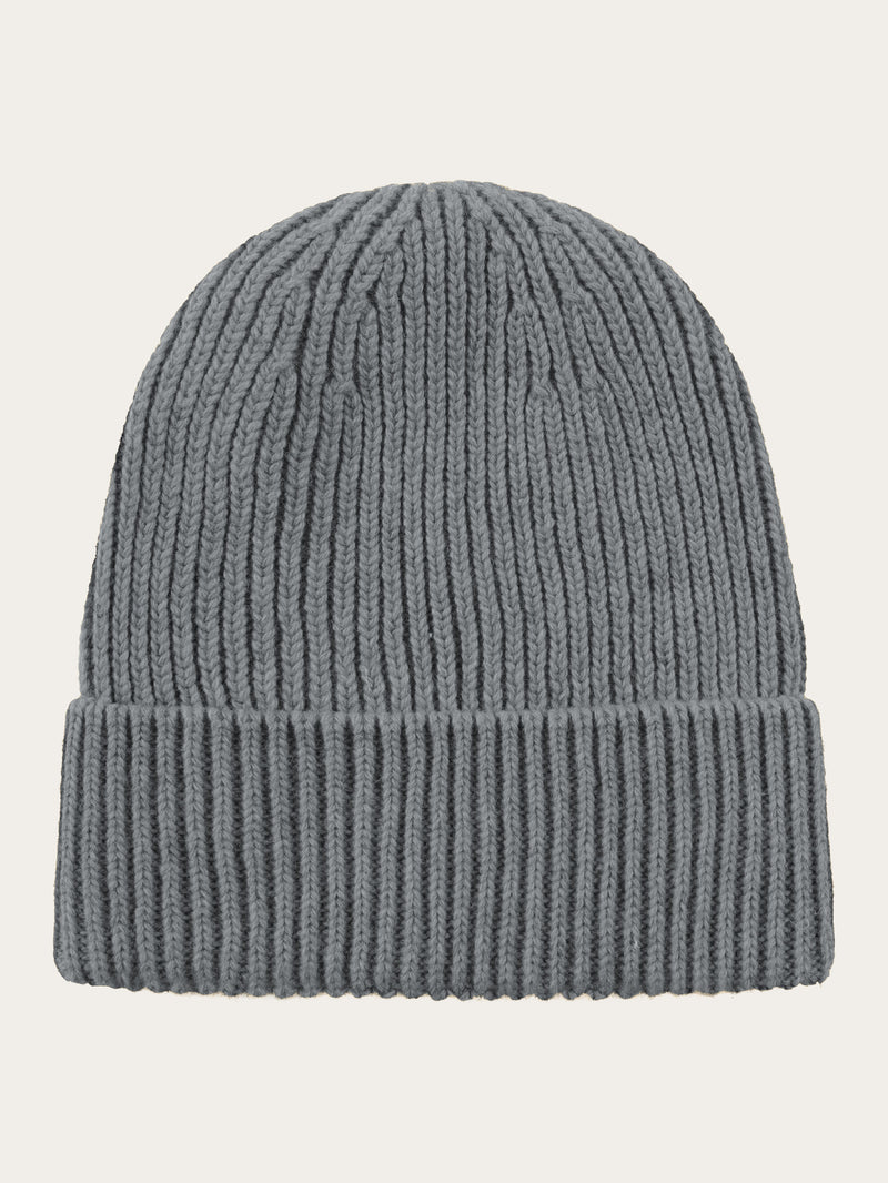 KnowledgeCotton Apparel - UNI High wool beanie Hats 1073 Dark Grey Melange