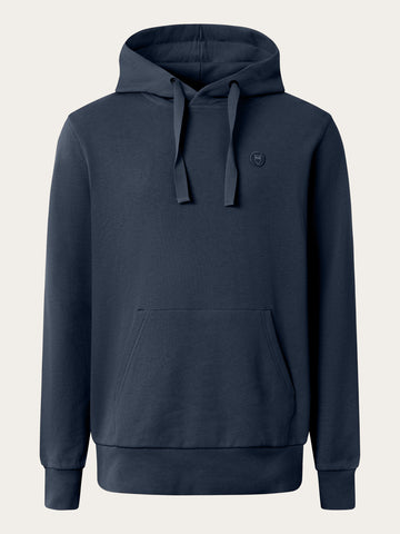 KnowledgeCotton Apparel - MEN Hood basic badge sweat Sweats 1001 Total Eclipse