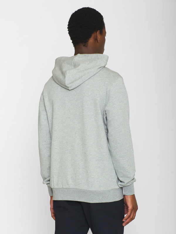 KnowledgeCotton Apparel - MEN Hood basic badge sweat Sweats 1012 Grey Melange