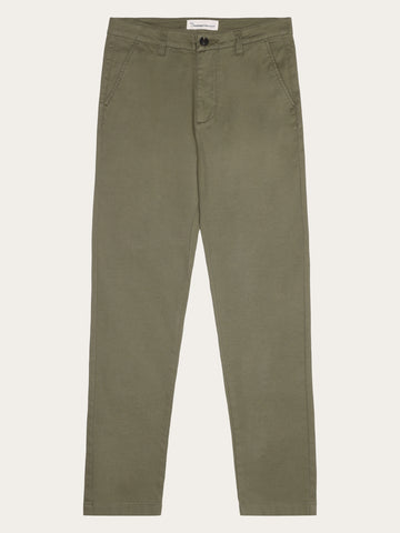KnowledgeCotton Apparel - WMN Iris slim pique pant Pants 1068 Burned Olive