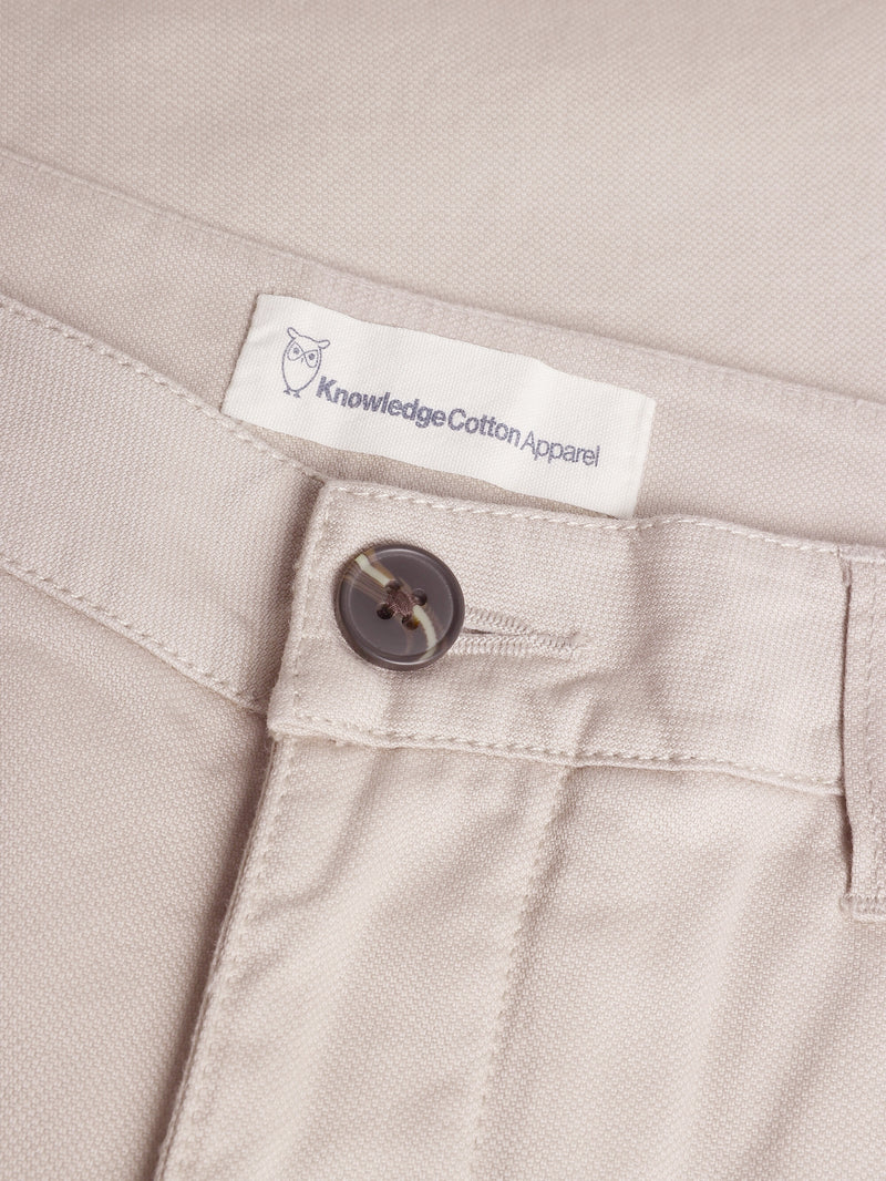 KnowledgeCotton Apparel - WMN IRIS mom mid-rise canvas pique chino - GOTS/Vegan Pants 1228 Light feather gray
