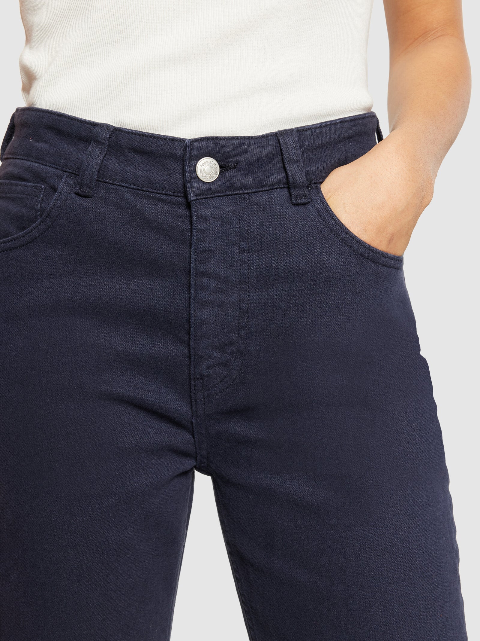IRIS mom mid-rise garment dyed twill 5-pocket pants - GOTS