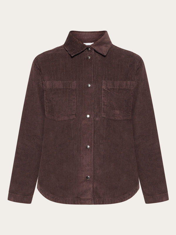 KnowledgeCotton Apparel - WMN Irregular corduroy overshirt- GOTS/Vegan Overshirts 1394 Chocolate Plum