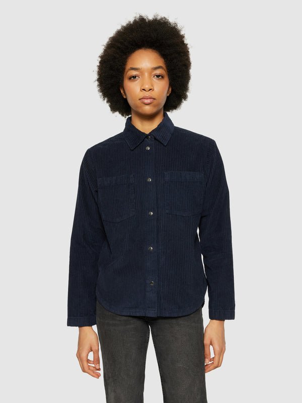 KnowledgeCotton Apparel - WMN Irregular corduroy overshirt- GOTS/Vegan Overshirts 1412 Night Sky