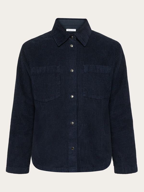 KnowledgeCotton Apparel - WMN Irregular corduroy overshirt- GOTS/Vegan Overshirts 1412 Night Sky