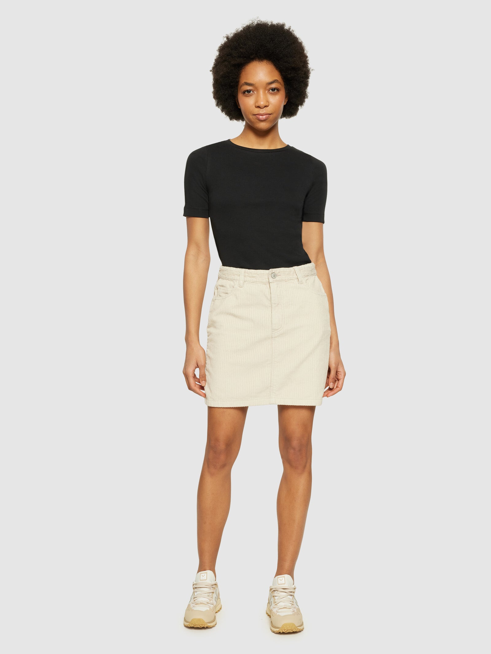 Irregular corduroy skirt GOTS/Vegan Light feather gray