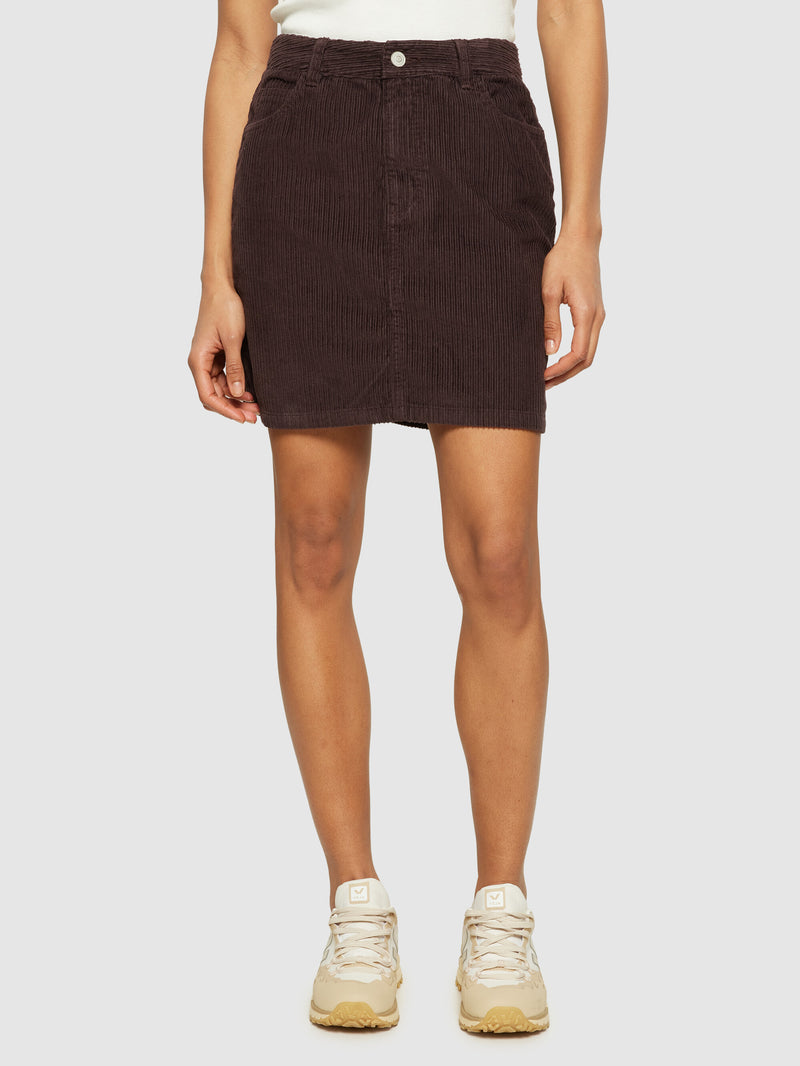 KnowledgeCotton Apparel - WMN Irregular corduroy skirt - GOTS/Vegan Skirts 1394 Chocolate Plum