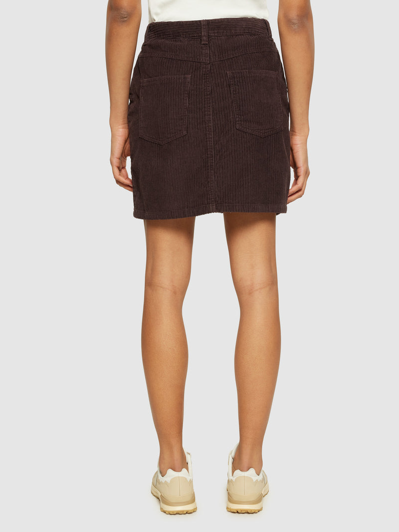 KnowledgeCotton Apparel - WMN Irregular corduroy skirt - GOTS/Vegan Skirts 1394 Chocolate Plum