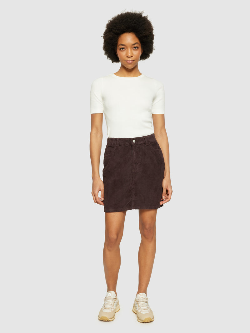 KnowledgeCotton Apparel - WMN Irregular corduroy skirt - GOTS/Vegan Skirts 1394 Chocolate Plum