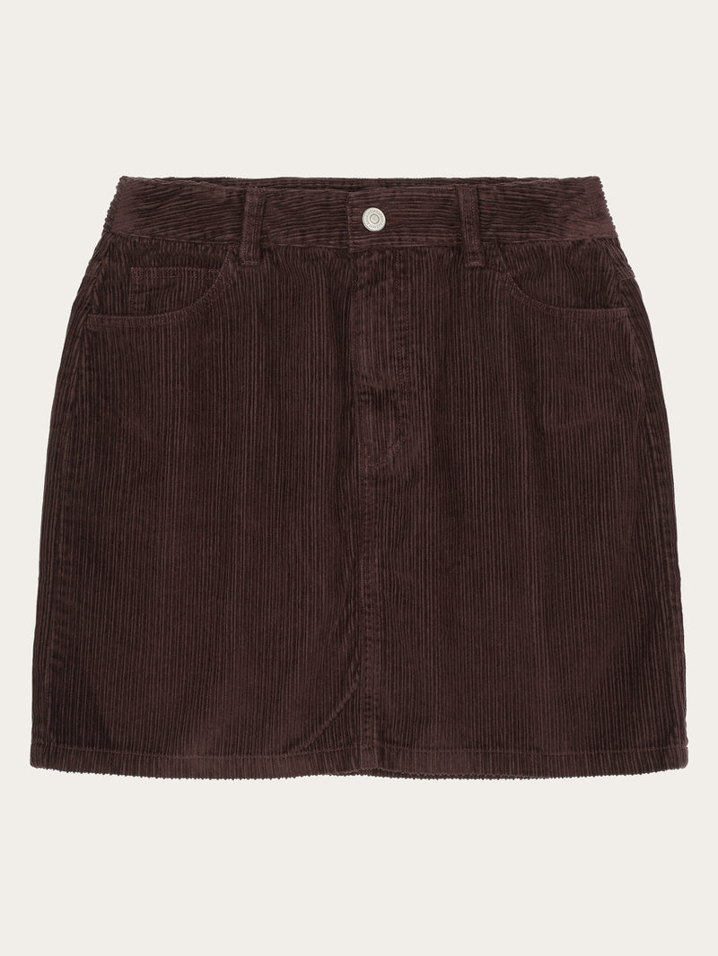 KnowledgeCotton Apparel - WMN Irregular corduroy skirt - GOTS/Vegan Skirts 1394 Chocolate Plum