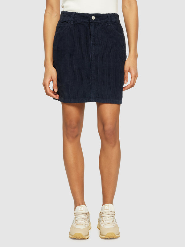 KnowledgeCotton Apparel - WMN Irregular corduroy skirt - GOTS/Vegan Skirts 1412 Night Sky