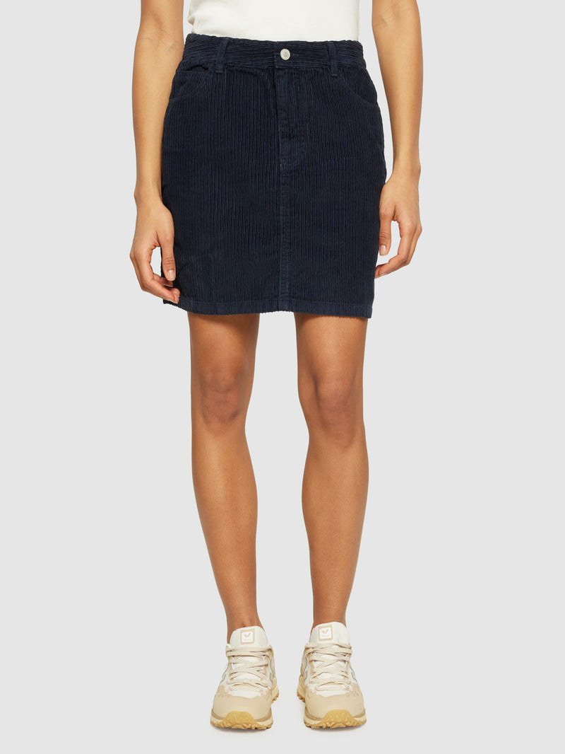 KnowledgeCotton Apparel - WMN Irregular corduroy skirt - GOTS/Vegan Skirts 1412 Night Sky