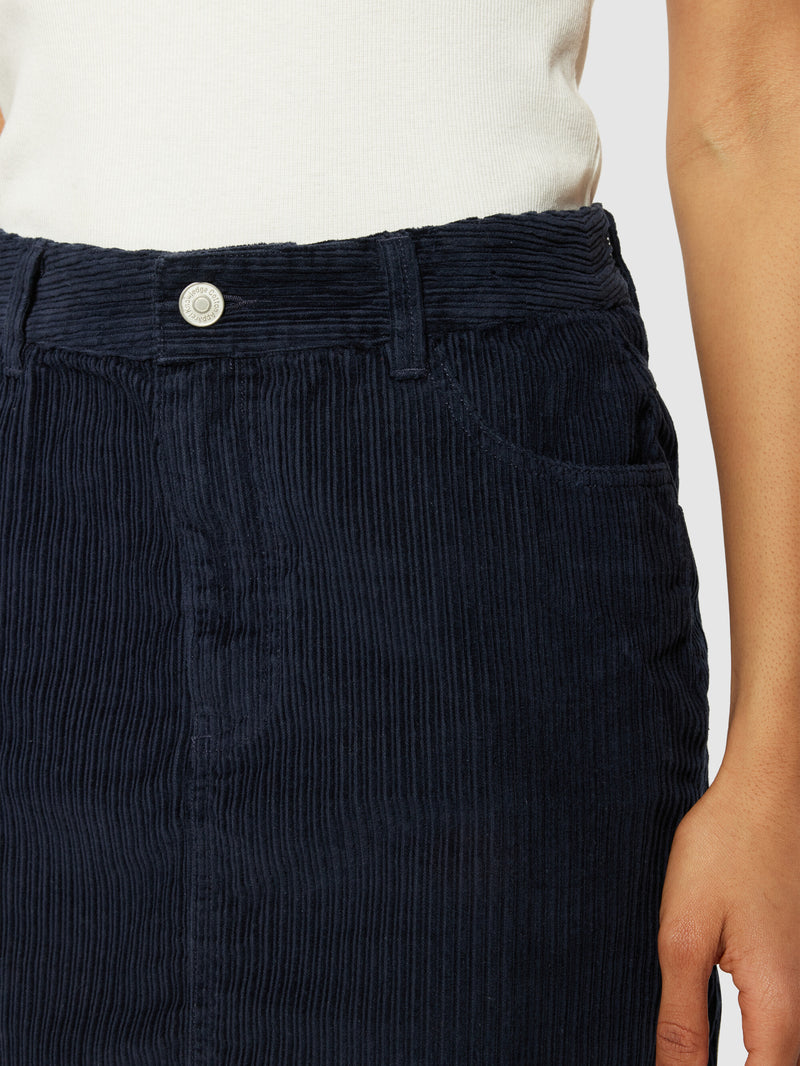 KnowledgeCotton Apparel - WMN Irregular corduroy skirt - GOTS/Vegan Skirts 1412 Night Sky