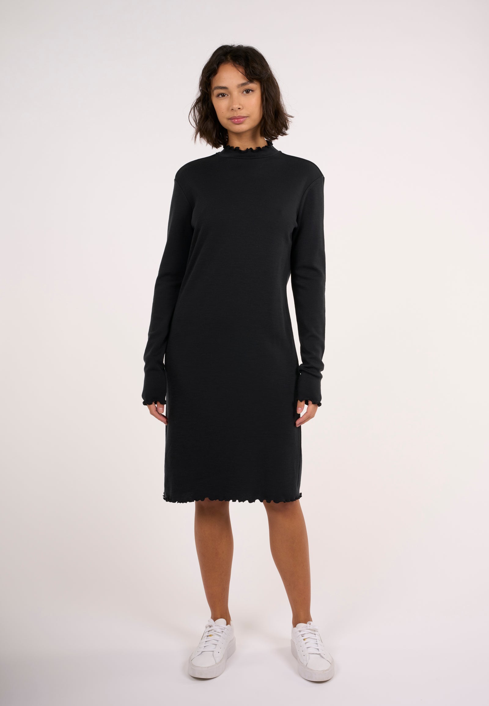 Black wool dress long sleeve discount