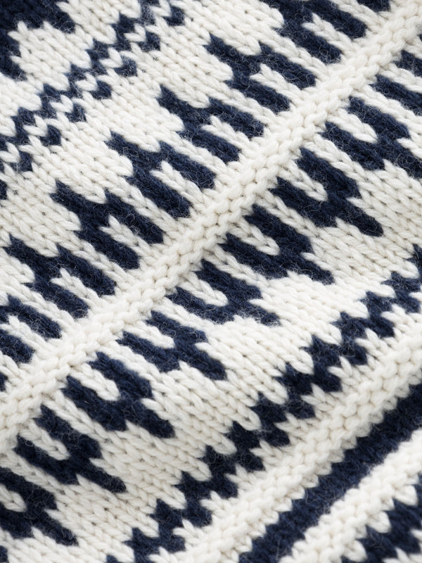 KnowledgeCotton Apparel - MEN Knitted pattern crew neck Knits 8030 Beige stripe