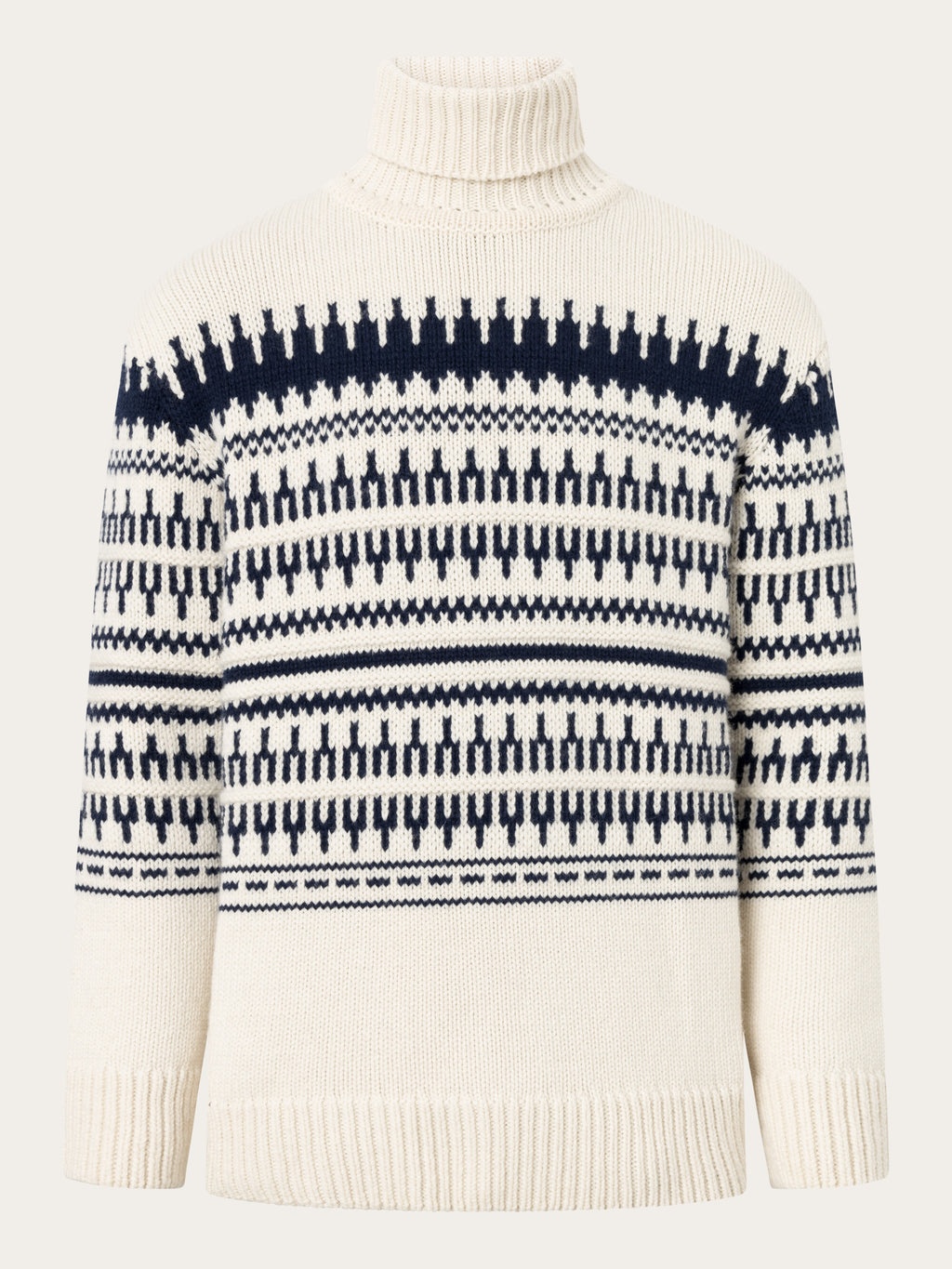 Knitted pattern roll neck - Beige stripe