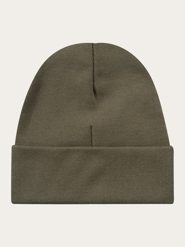 KnowledgeCotton Apparel - UNI Knitted rib beanie Hats 1100 Dark Olive
