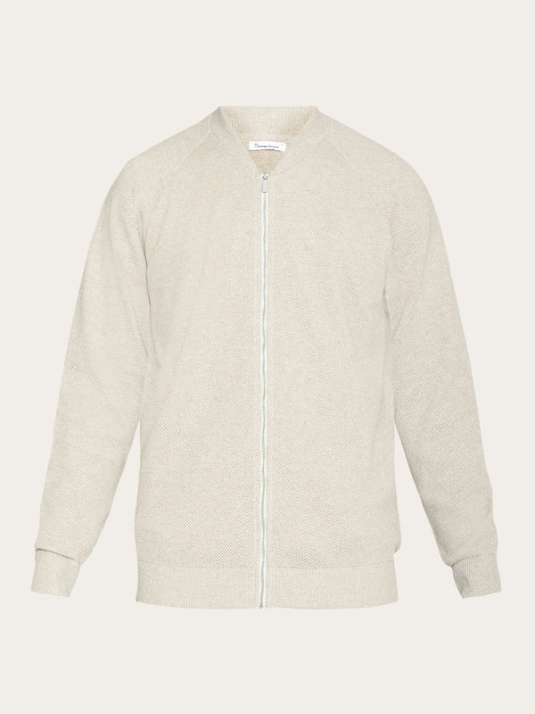 KnowledgeCotton Apparel - MEN Knitted zip cardigan - GOTS/Vegan Knits 1228 Light feather gray