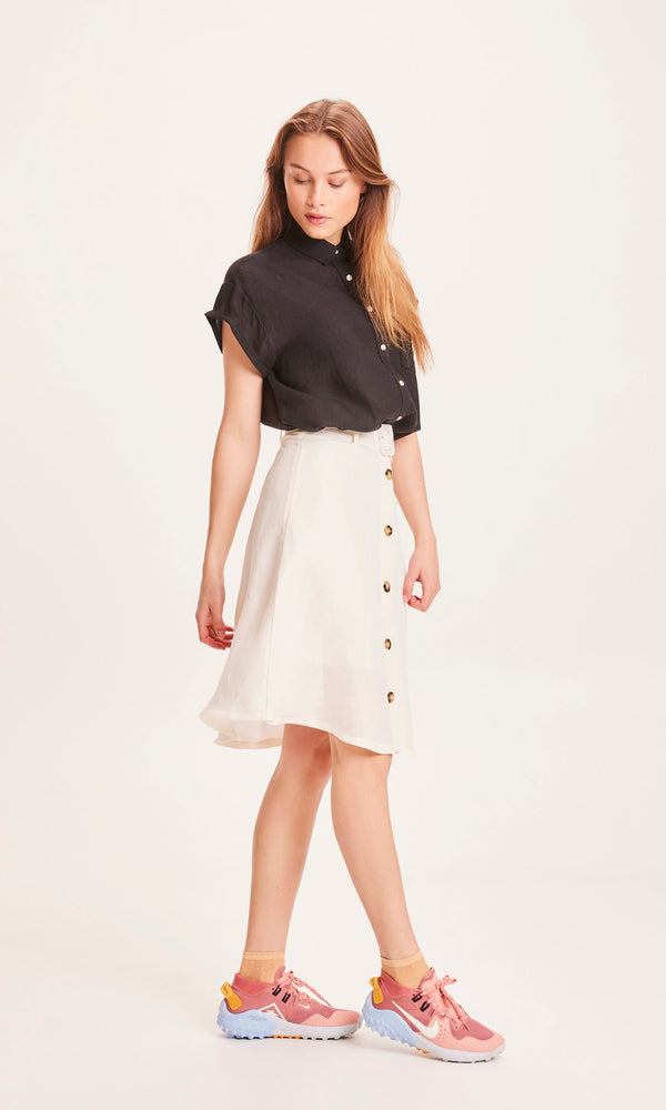 KnowledgeCotton Apparel - WMN LAYLA Linen Mix Button Down Skirt Skirts 1348 Buttercream