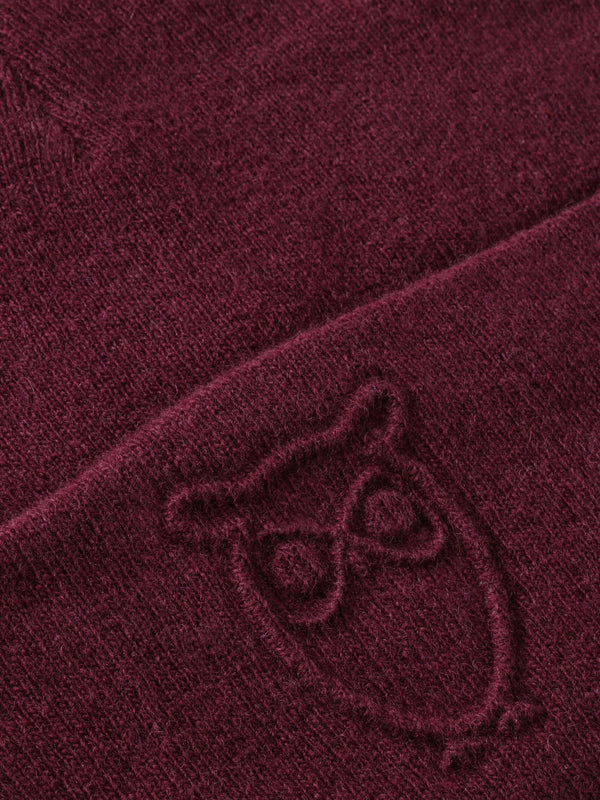 KnowledgeCotton Apparel - UNI Lambswool Logo Embossed Beanie RWS Hats 1281 Fig