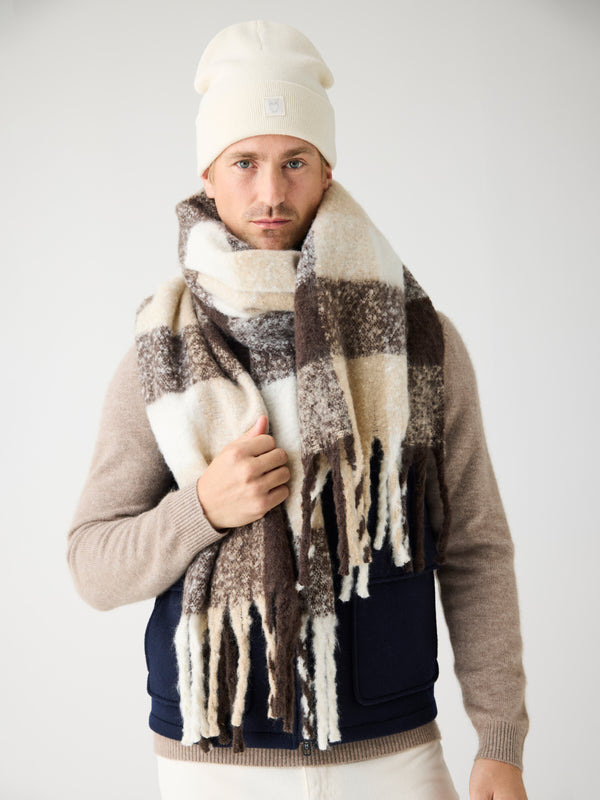 KnowledgeCotton Apparel - UNI Lambswool Logo Embossed Beanie RWS Hats 1387 Egret