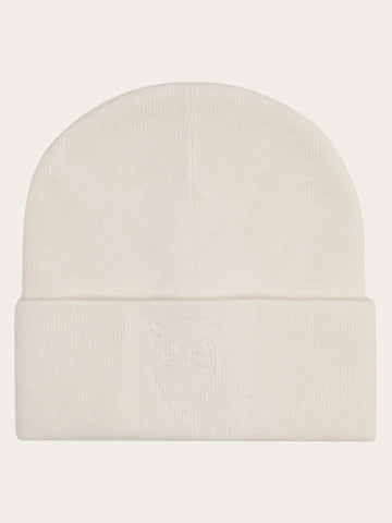 KnowledgeCotton Apparel - UNI Lambswool Logo Embossed Beanie RWS Hats 1387 Egret