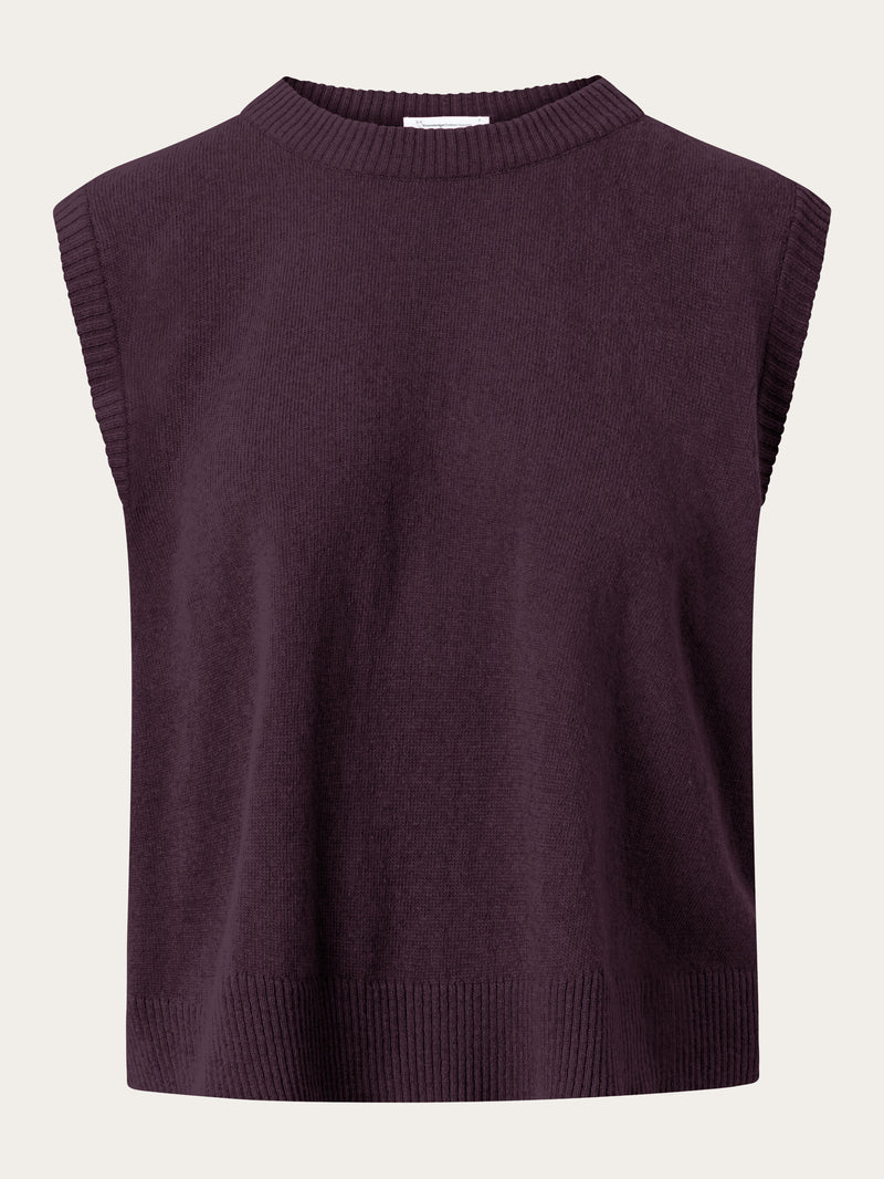 KnowledgeCotton Apparel - WMN Lambswool Vest Knits 1394 Chocolate Plum