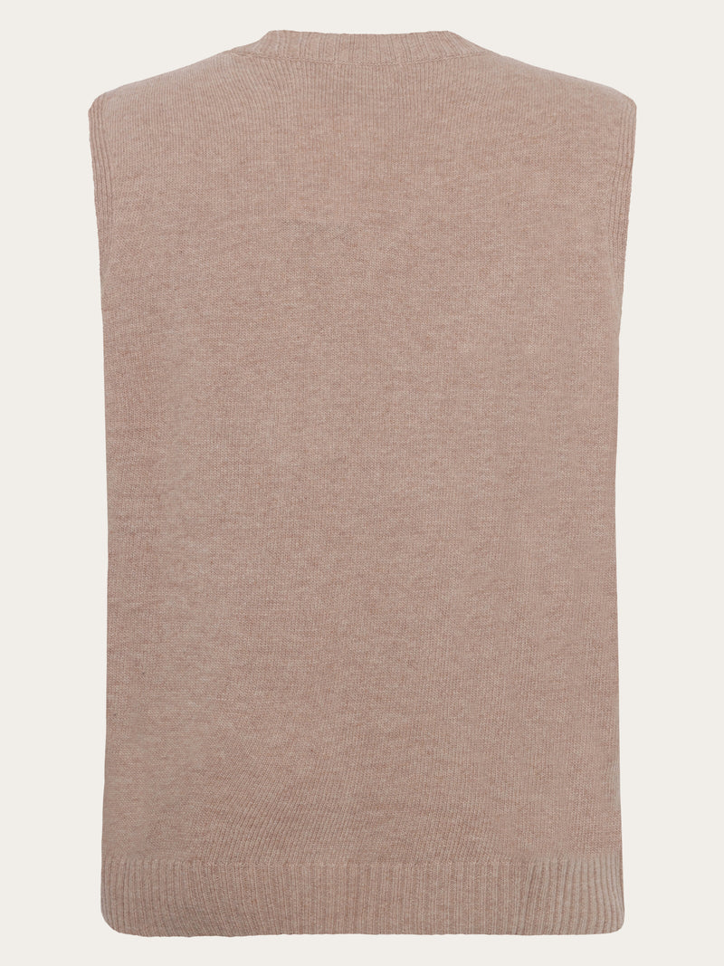 KnowledgeCotton Apparel - MEN Lambswool Vest Knit RWS Knits 1336 Kelp melange