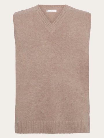 KnowledgeCotton Apparel - MEN Lambswool Vest Knit RWS Knits 1336 Kelp melange