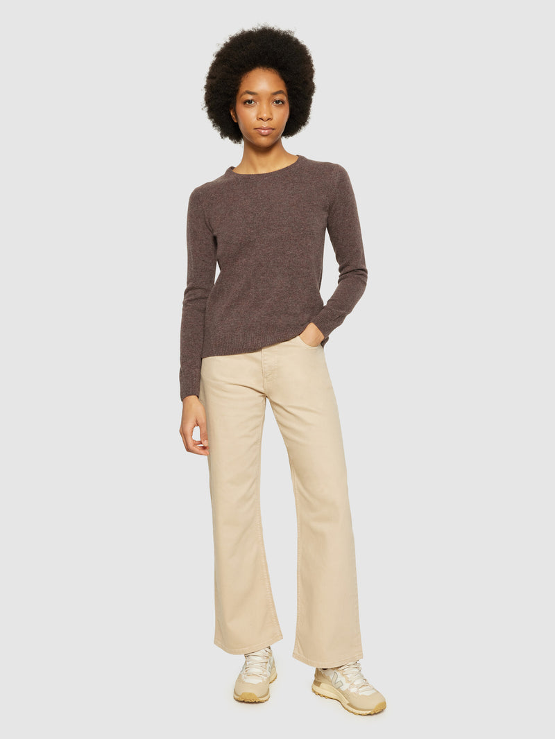 KnowledgeCotton Apparel - WMN Lambswool crew neck Knits 1243 Demitasse (brown)