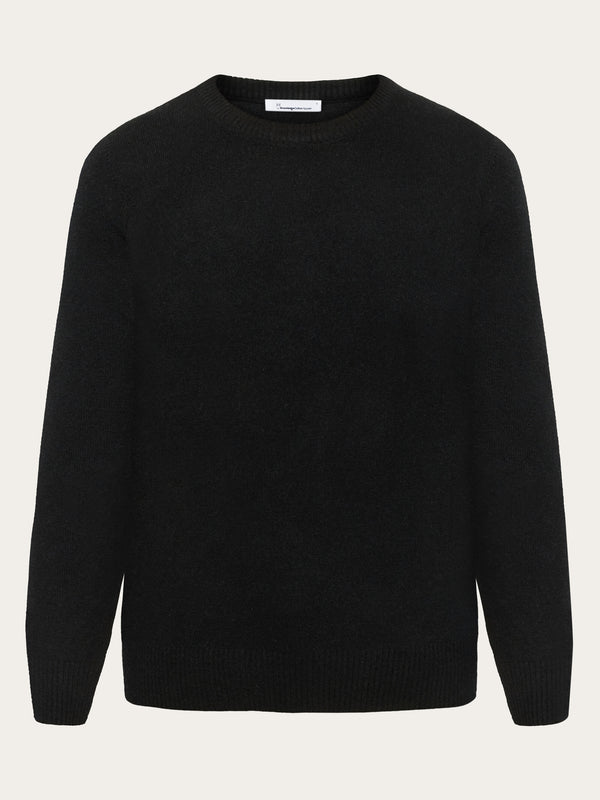 KnowledgeCotton Apparel - WMN Lambswool crew neck Knits 1300 Black Jet
