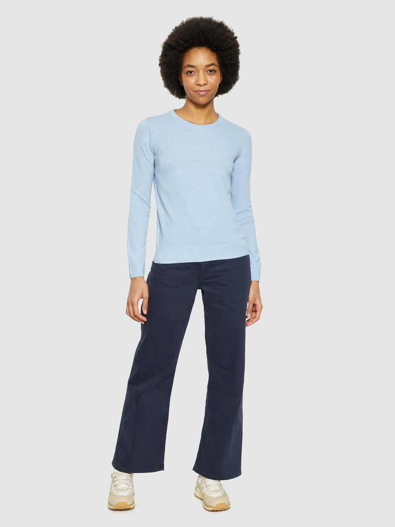 KnowledgeCotton Apparel - WMN Lambswool crew neck Knits 1322 Asley Blue