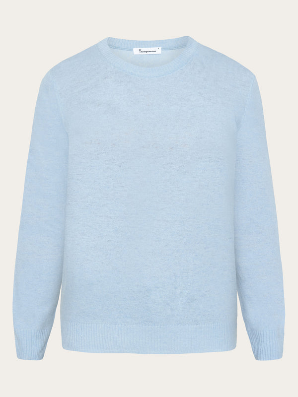 KnowledgeCotton Apparel - WMN Lambswool crew neck Knits 1322 Asley Blue