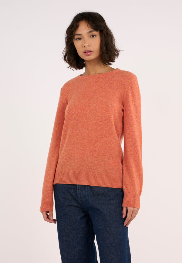 KnowledgeCotton Apparel - WMN Lambswool crew neck Knits 1367 Autumn Leaf