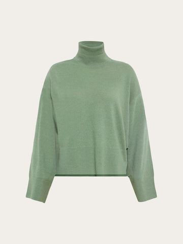 KnowledgeCotton Apparel - WMN Lambswool high neck sweater Knits 1396 Lily Pad