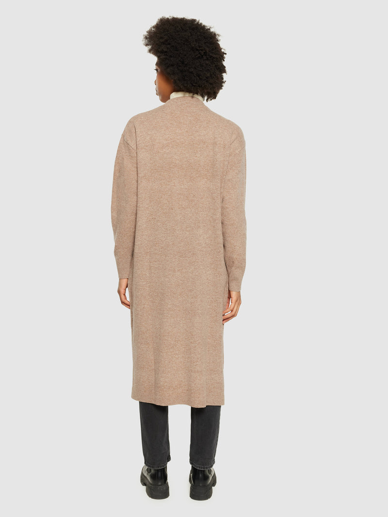 KnowledgeCotton Apparel - WMN Lambswool long cardigan - RWS Knits 1336 Kelp melange