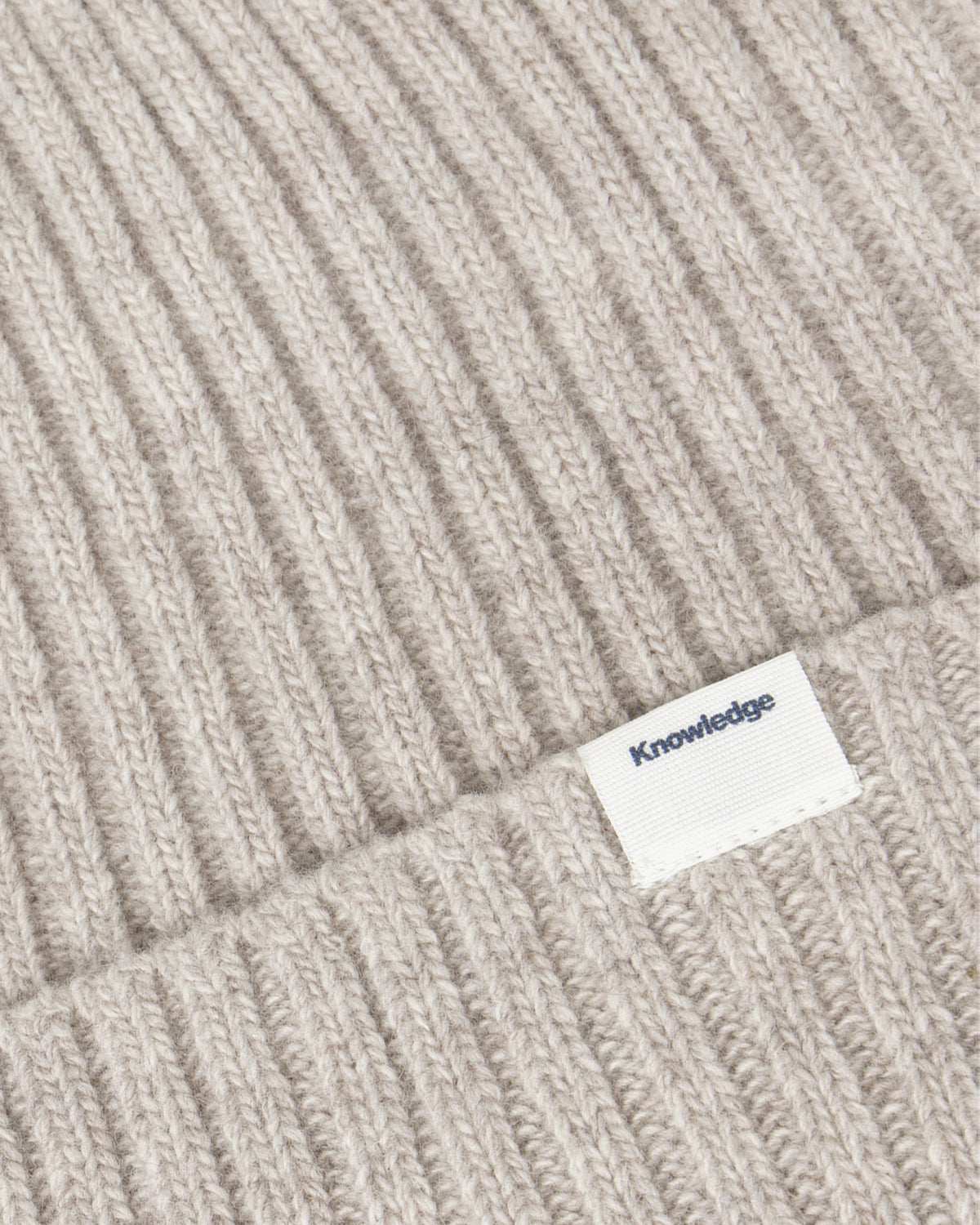KnowledgeCotton Apparel - UNI Lambswool rib beanie Hats 1074 Nature Melange