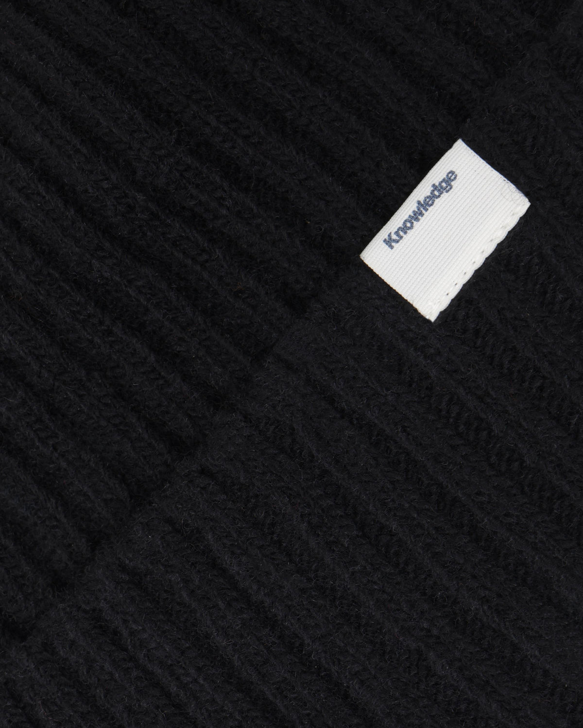 KnowledgeCotton Apparel - UNI Lambswool rib beanie Hats 1300 Black Jet