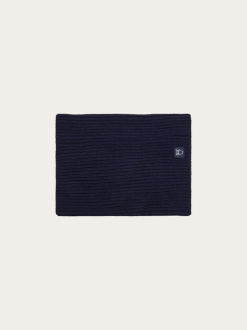 KnowledgeCotton Apparel - UNI Lambswool rib snood Scarfs 1001 Total Eclipse