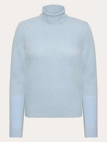 KnowledgeCotton Apparel - WMN Lambswool roll neck Knits 1322 Asley Blue