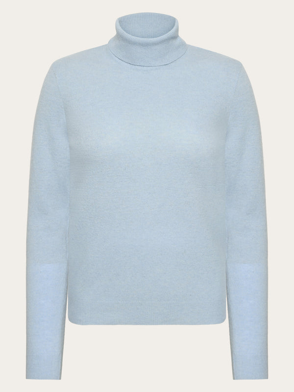 KnowledgeCotton Apparel - WMN Lambswool roll neck Knits 1322 Asley Blue