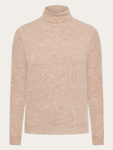 KnowledgeCotton Apparel - WMN Lambswool roll neck Knits 1336 Kelp melange