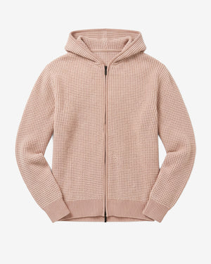 KnowledgeCotton Apparel - MEN Lambswool zip hoodie Knits 1336 Kelp melange